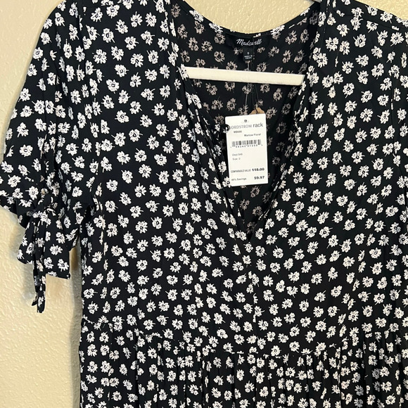 Madewell Marlow Navy Ditsy Floral Midi Dress Size 0 NWT - Picture 4 of 5